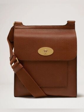 Mulberry Antony Small Messenger Crossbody Bag Oak Brown Leather Postman Lock